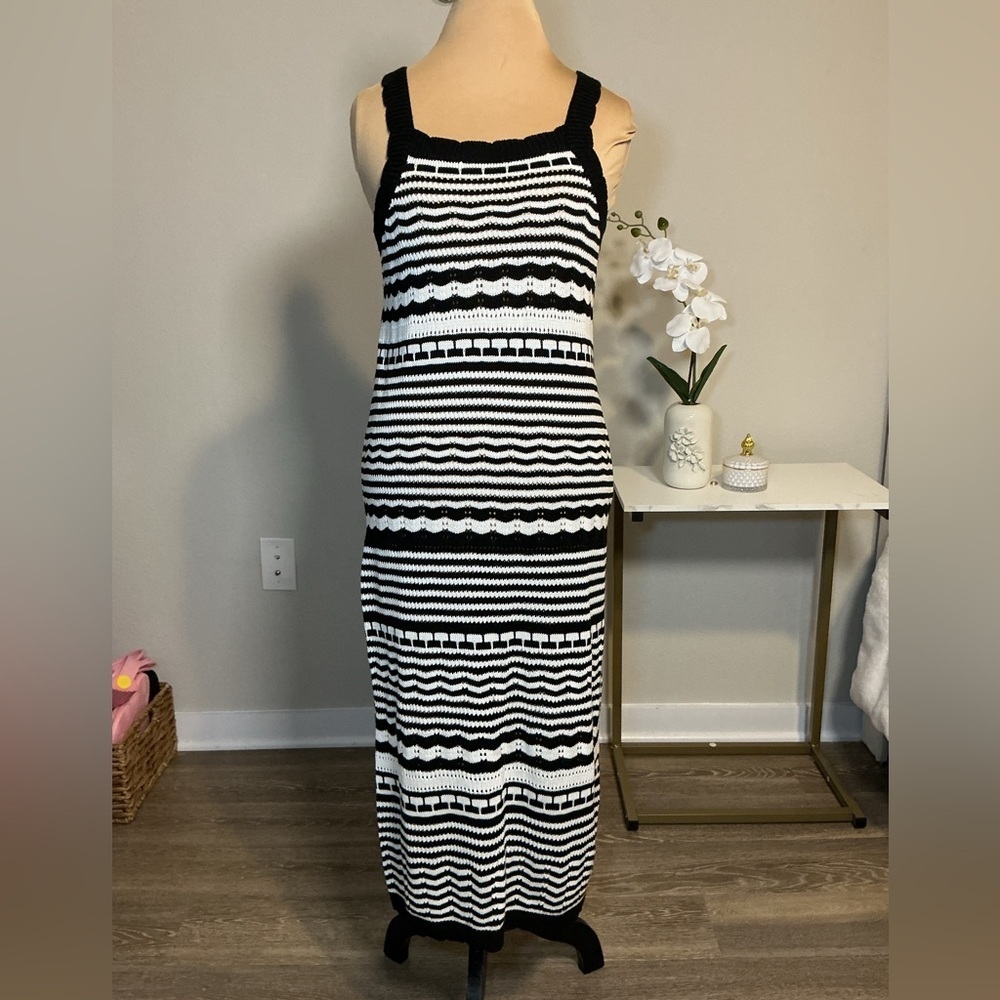 Black and White Striped Knit Dress